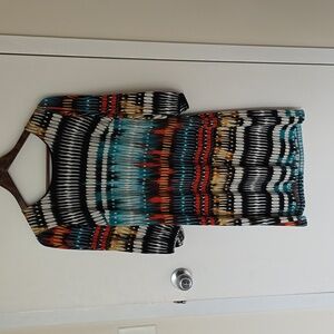 Multicolor geometric midi dress